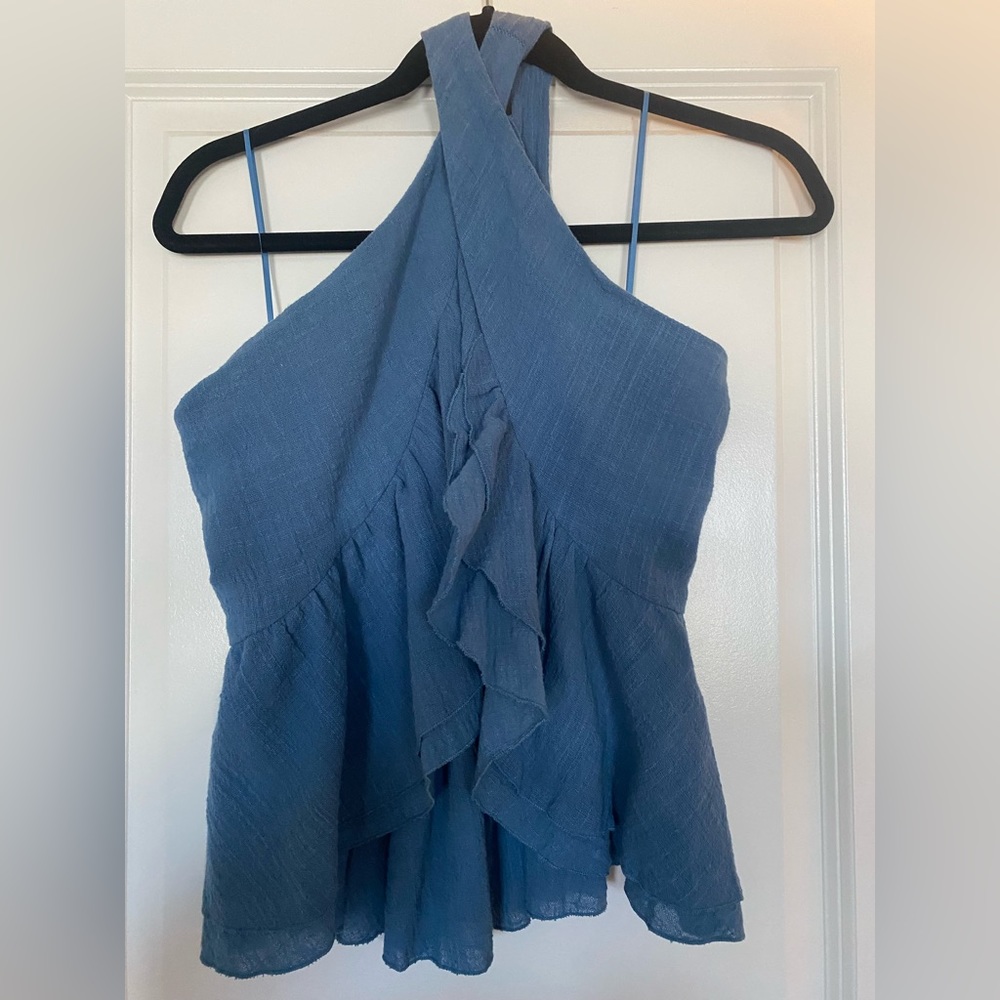 New with tags! Blue halter tie neck tank